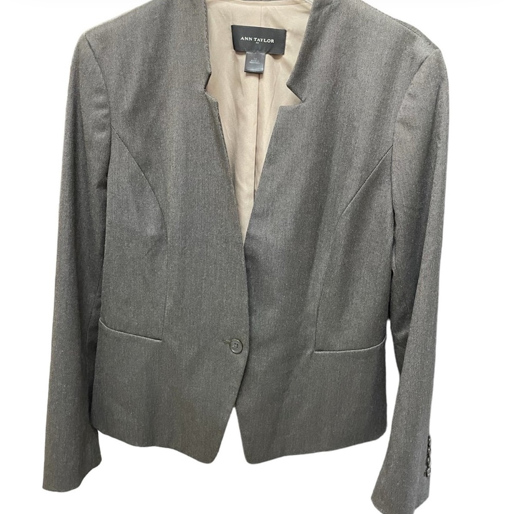 Ann Taylor Brown Mini Herringbone Blazer